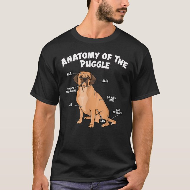 Camiseta Anatomia do Cachorro Engraçado Puggle Pug Beagle B (Frente)