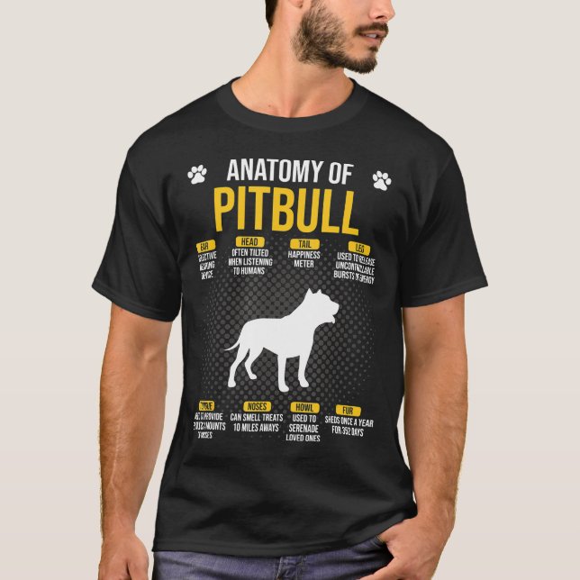 Camiseta Anatomia do Cachorro Pitbull - Nova (Frente)