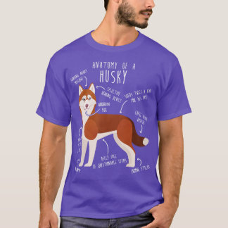 Camiseta Anatomia do Cachorro Siberiano Vermelho