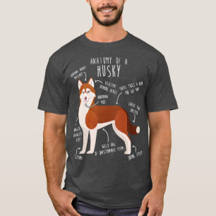 Camiseta Anatomia do Cachorro Siberiano Vermelho