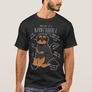Camiseta Anatomia do Cão Bernedoodle Preto Fantasma Bege Fo