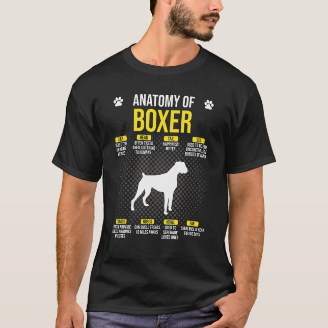 Camiseta Anatomia do cão-boxer (Frente)