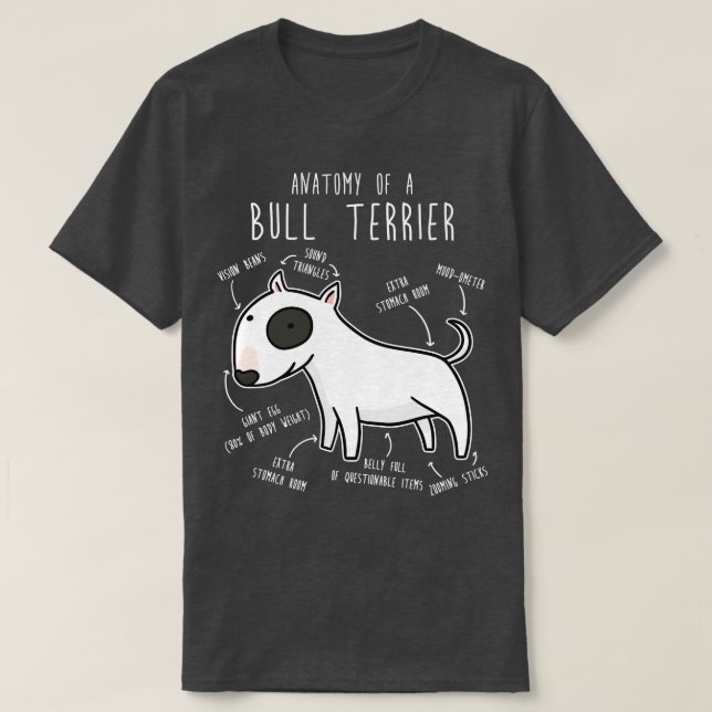Camiseta Anatomia do Cão Bull Terrier (Frente do Design)