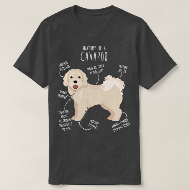 Camiseta Anatomia do Cão Cavapoo 1 (Frente do Design)
