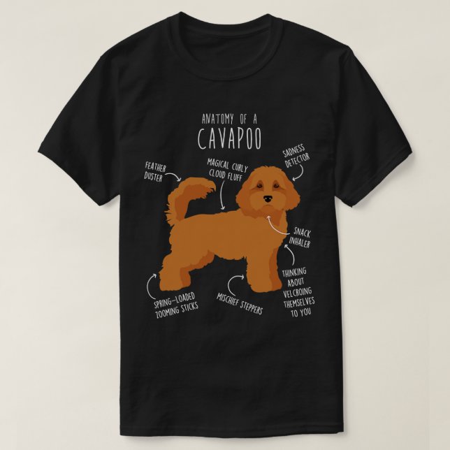 Camiseta Anatomia do Cão Cavapoo 4 (Frente do Design)