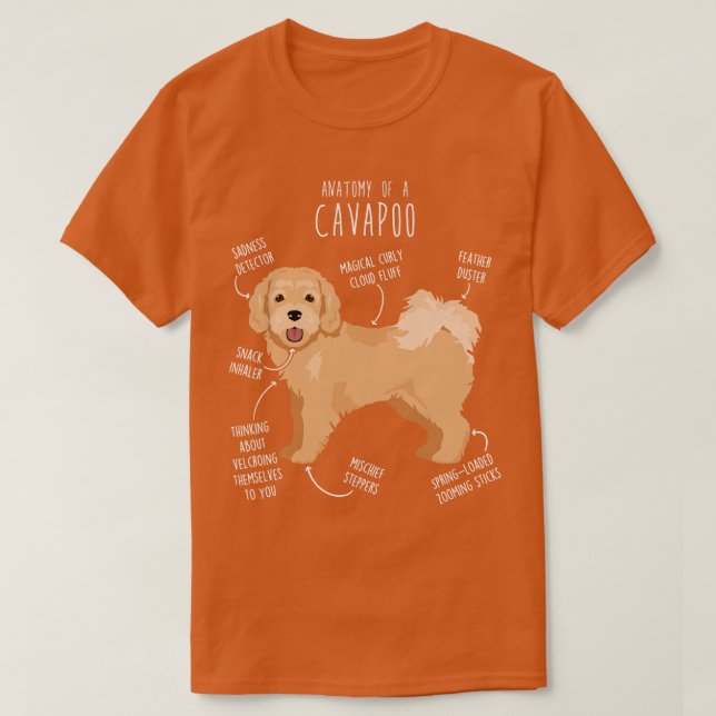 Camiseta Anatomia do Cão Cavapoo 6 (Frente do Design)