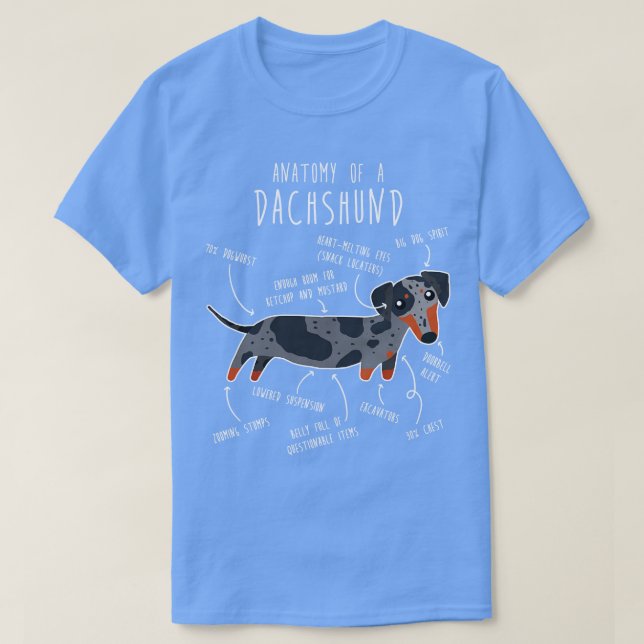 Camiseta Anatomia do cão-de-cheiro azul (Frente do Design)