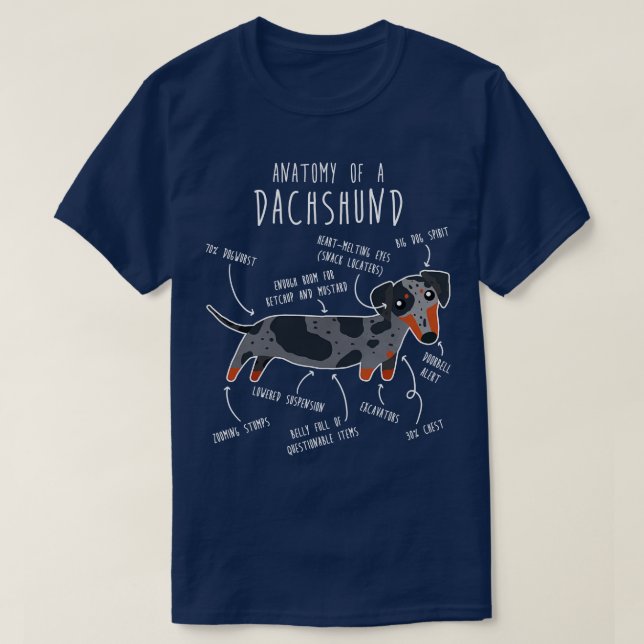 Camiseta Anatomia do cão-de-cheiro azul (Frente do Design)