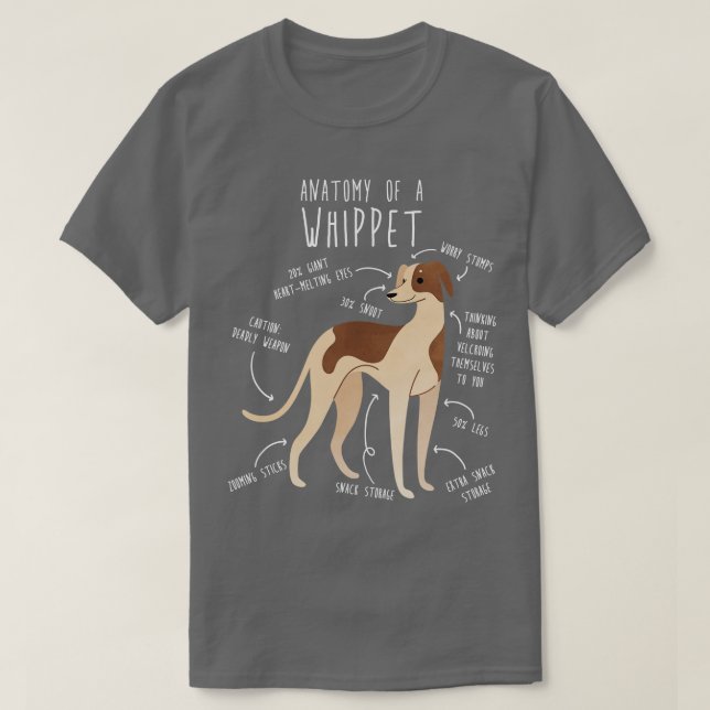 Camiseta Anatomia do cão de chicote (Frente do Design)