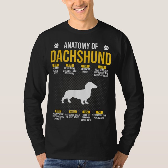 Camiseta Anatomia Do Cão De Dachshund (Frente)