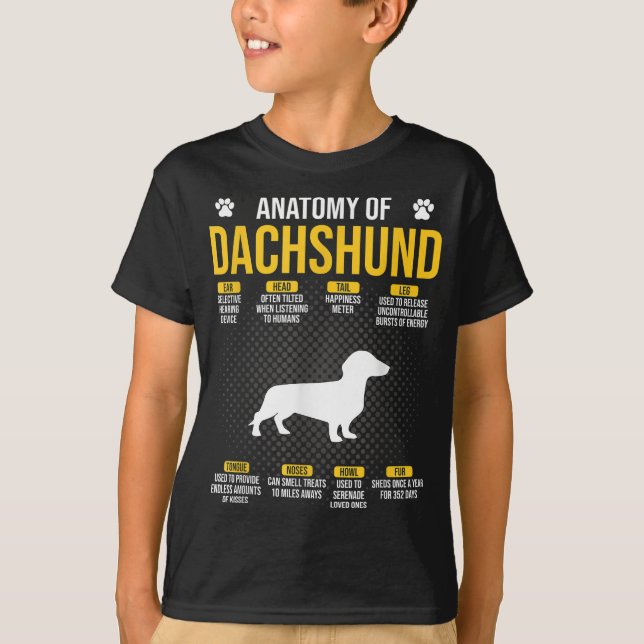 Camiseta Anatomia Do Cão De Dachshund (Frente)