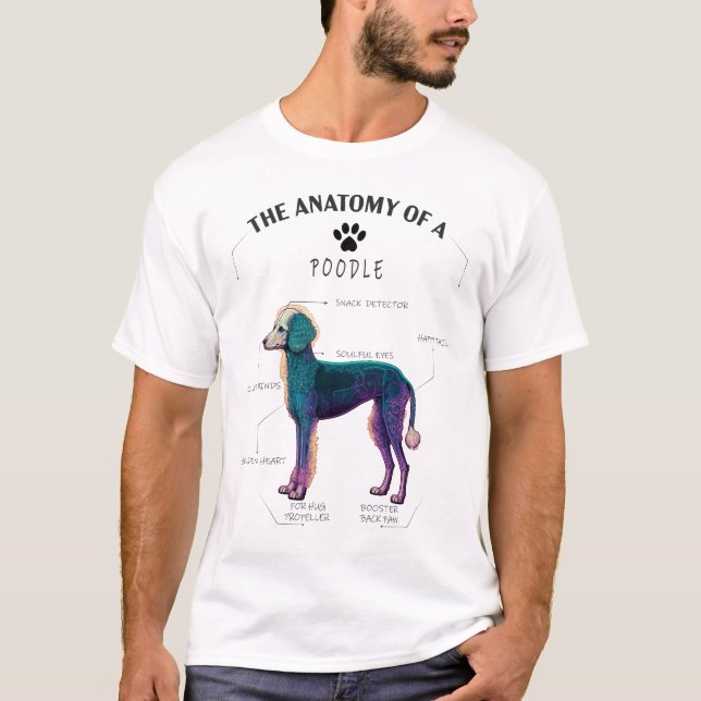 Camiseta Anatomia do cão de Poodle - presente Ama o cão pai (Frente)
