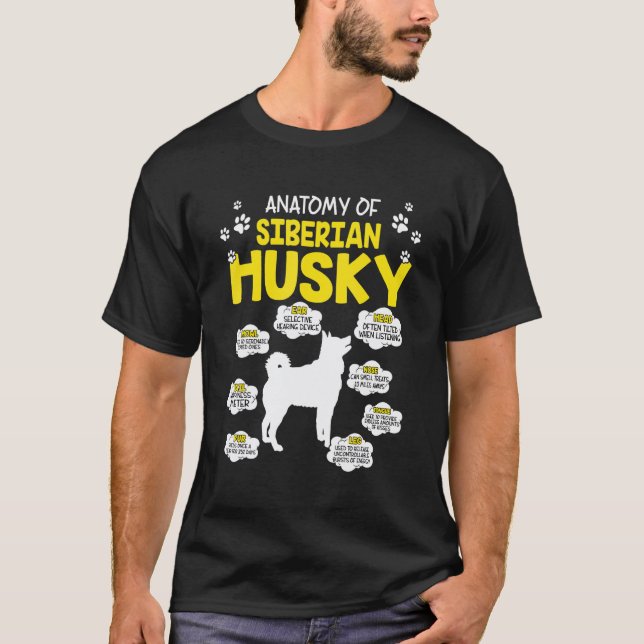 Camiseta Anatomia do Cão Husky Siberiano (Frente)