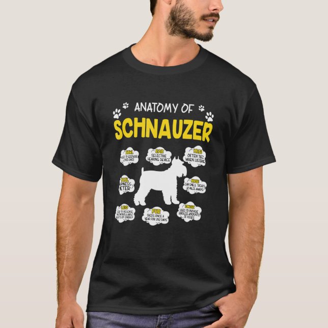Camiseta Anatomia do cão Schnauzer (Frente)