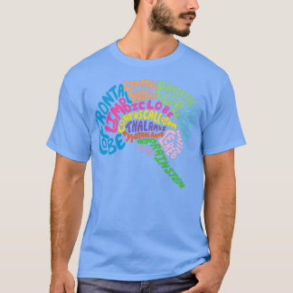 Camiseta Anatomia do cérebro humano usando tipografia