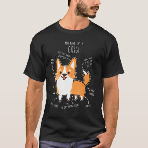 Camiseta Anatomia do Corgi Lindos Animal de Estimação Mãe