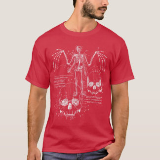 Camiseta Anatomia do crânio de um vampiro com Presas Bat Wi
