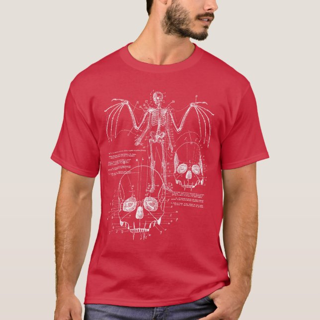 Camiseta Anatomia do crânio de um vampiro com Presas Bat Wi (Frente)