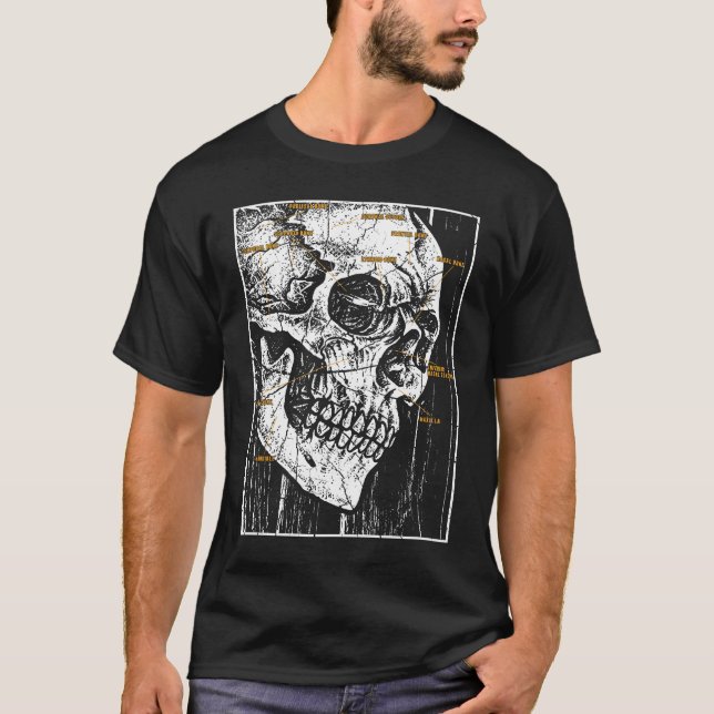 Camiseta Anatomia do crânio Radiologia Bióloga (Frente)