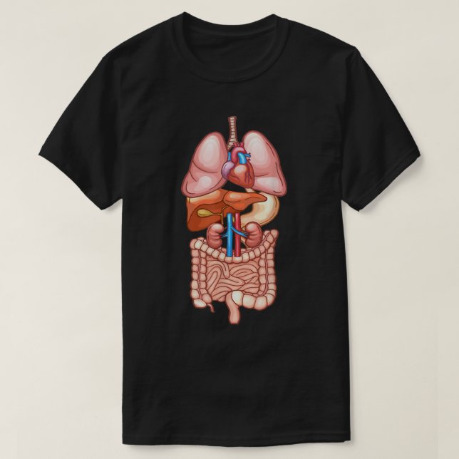Camiseta Anatomia do diagrama interno do órgão do diafragma (Frente do Design)
