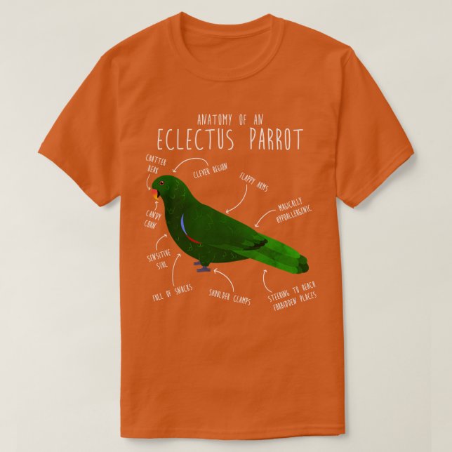 Camiseta Anatomia do Eclectus Macho (Frente do Design)