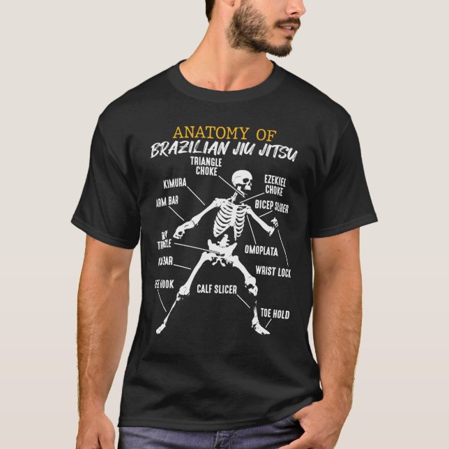 Camiseta Anatomia do esqueleto da luta de Jiu Jitsu (Frente)