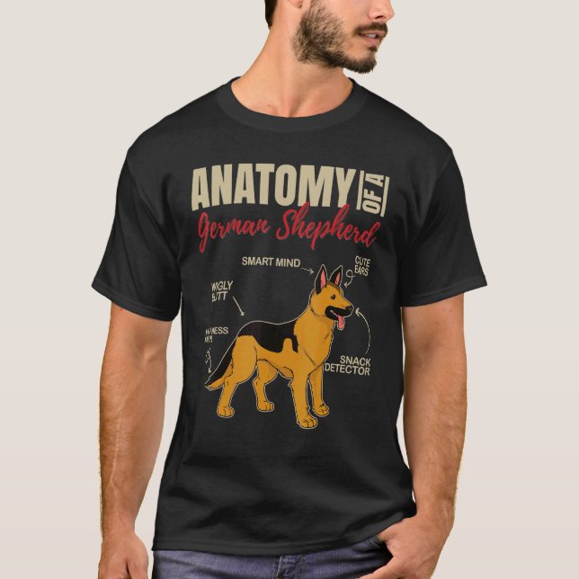 Camiseta Anatomia Do German shepherd 1 (Frente)