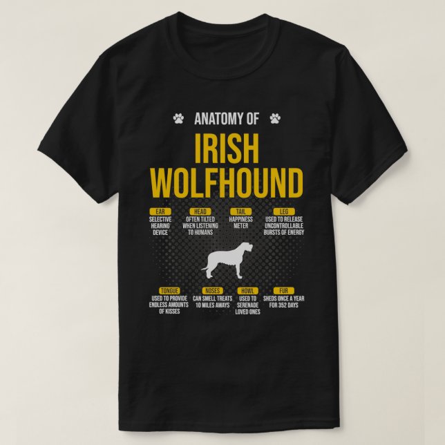 Camiseta Anatomia Do Lobo Irlandês (Frente do Design)