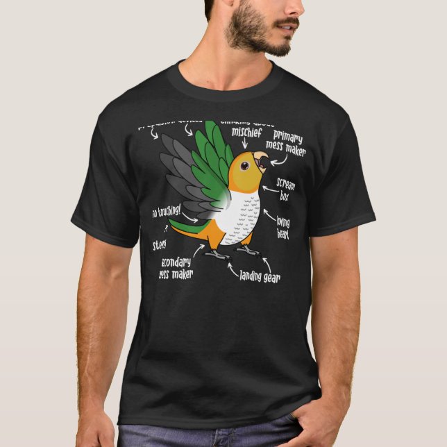 Camiseta Anatomia do papagaio I Caique de barriga branca (Frente)