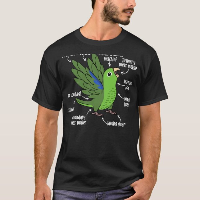 Camiseta Anatomia do papagaio I Green Parrotlet (Frente)