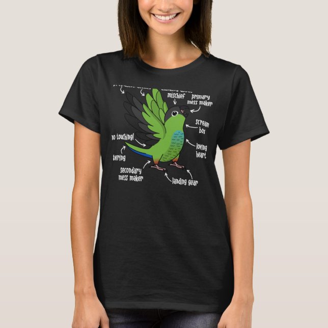 Camiseta Anatomia do papagaio I Nanday Conure (Frente)