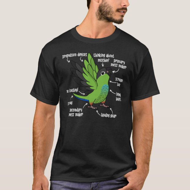 Camiseta Anatomia do papagaio I Nanday Conure (Frente)