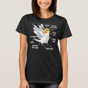 Camiseta Anatomia do papagaio Lutino Cockatiel