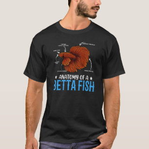 Camiseta Anatomia do Peixe Betta Gráfico de Aquarismo