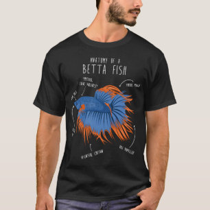 Camiseta Anatomia do Peixe Betta Peixe Combatente Siames