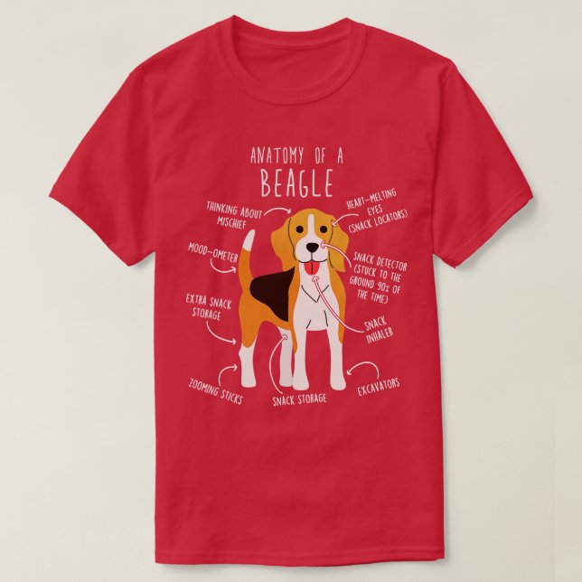 Camiseta Anatomia dos cães beagle (Frente do Design)