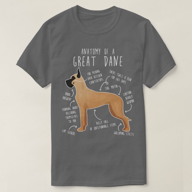 Camiseta Anatomia dos cães com grande dano derrubada (Frente do Design)