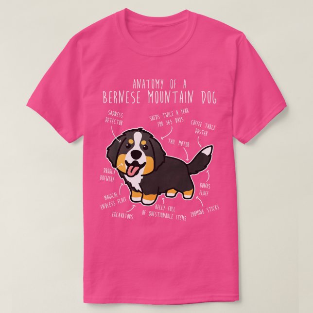 Camiseta Anatomia dos Cães das Montanhas Bernese (Frente do Design)
