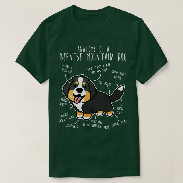 Camiseta Anatomia dos Cães das Montanhas Bernese (Frente do Design)