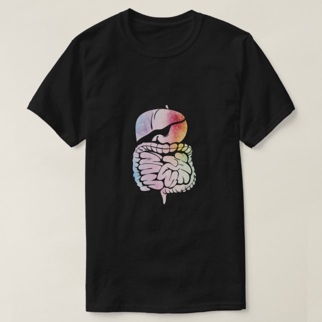 Camiseta Anatomia dos órgãos internos humanos Sistema diges (Frente do Design)