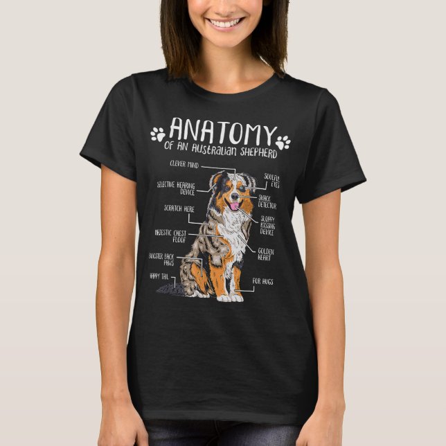 Camiseta Anatomia Engraçada Cachorro Australiano Lover Auss (Frente)