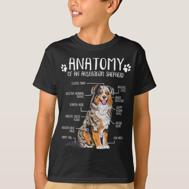 Camiseta Anatomia Engraçada Cachorro Australiano Lover Auss (Frente)