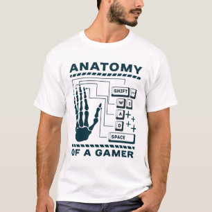 Camiseta Anatomia engraçada de mão de esqueleto de jogador