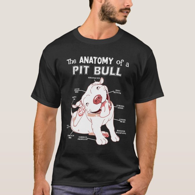 Camiseta Anatomia Engraçada de um Amante de Pitbull Present (Frente)