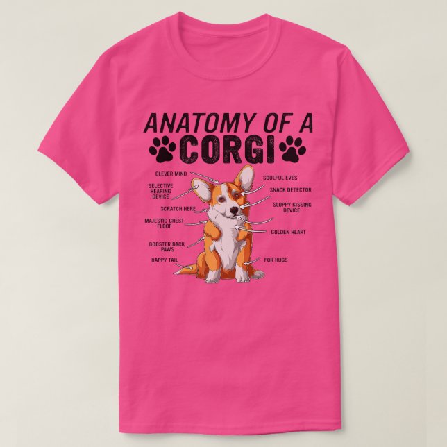 Camiseta Anatomia Engraçada De Um Cachorro De Corgi O Propr (Frente do Design)