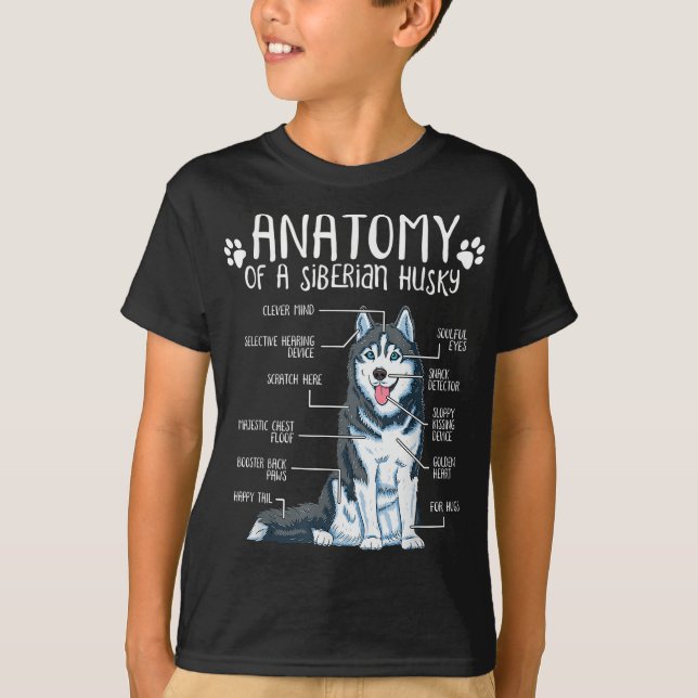 Camiseta Anatomia Engraçada Sobremesa-Cachorro Siberiana (Frente)