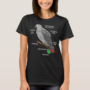 Camiseta Anatomia humana de uma Cinza africana papagaio Pet