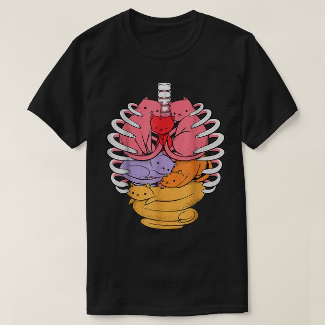 Camiseta Anatomia Humana Inspirou Órgãos De Gato Relacionad (Frente do Design)