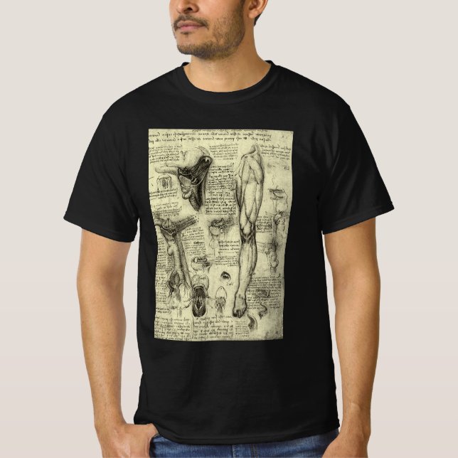 Camiseta Anatomia Humana Vintage Laringe Perna de Leonardo  (Frente)