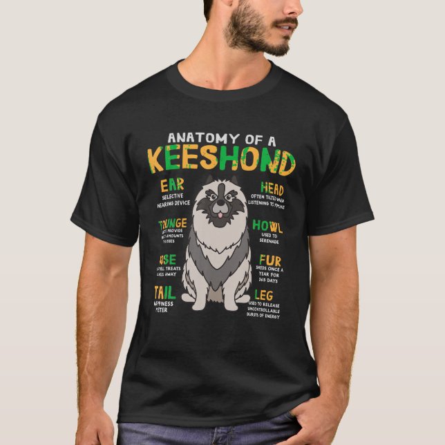Camiseta Anatomia Keeshond Pai de Mãe Engraçado Presente T  (Frente)